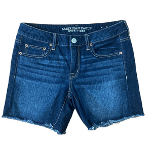 American Eagle Women's Blue Denim Shorts Size 4 Raw Hem